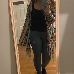 Hooded hi-low cardigan